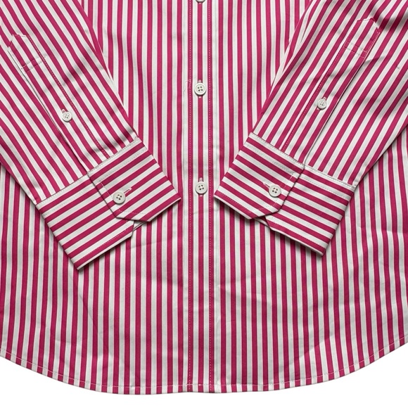 G/Fore Long Sleeve Button Down Dress Shirt Mens L Pink White Striped MSRP $185 - Picture 4 of 9